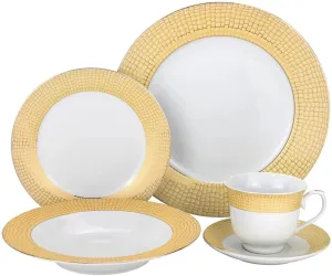 Premium Fine Porcelain Dinner Set for 4, Gold Modern Design