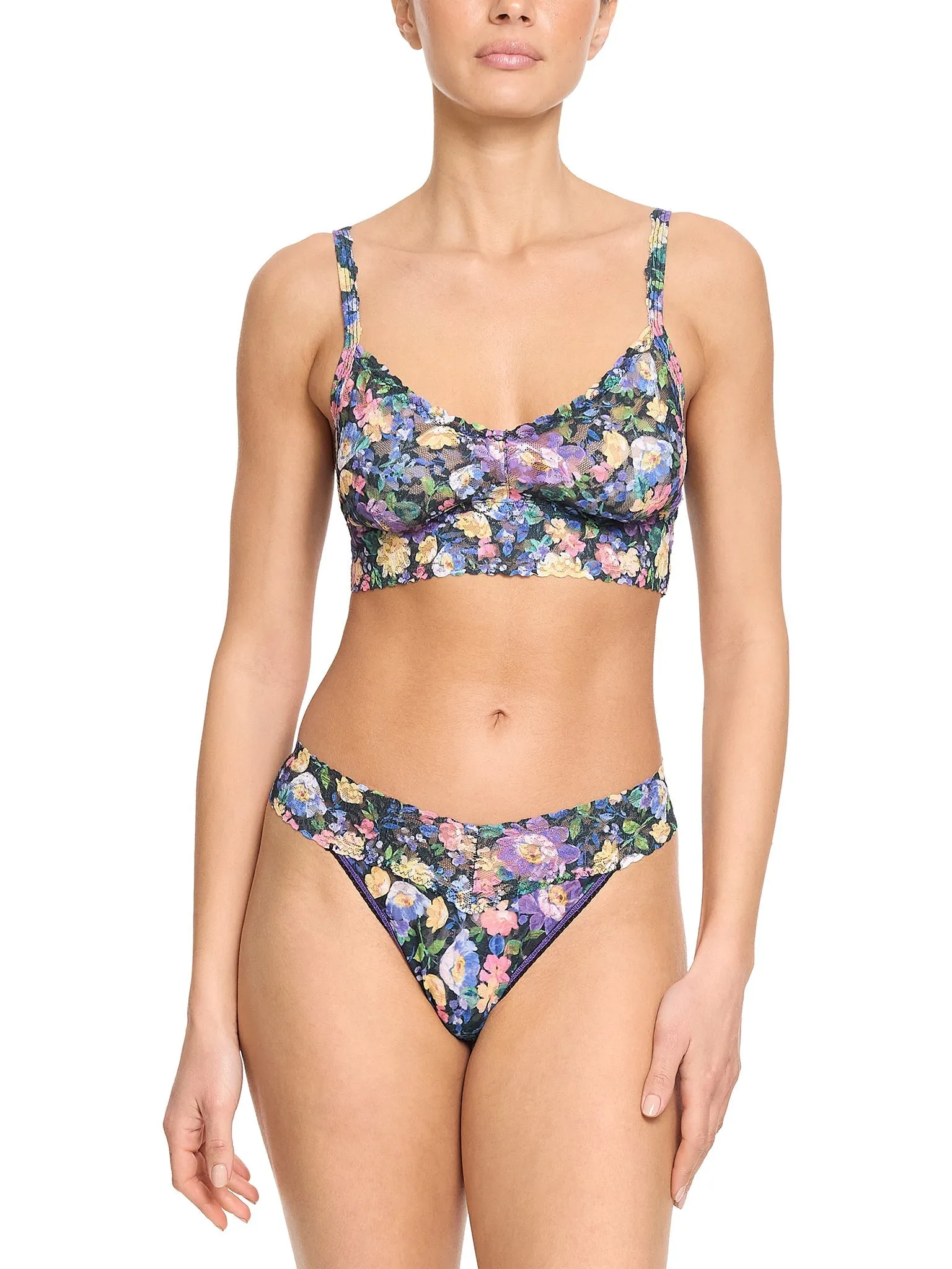 Printed V-Neck Retro Lace Bralette Dream Garden Sale