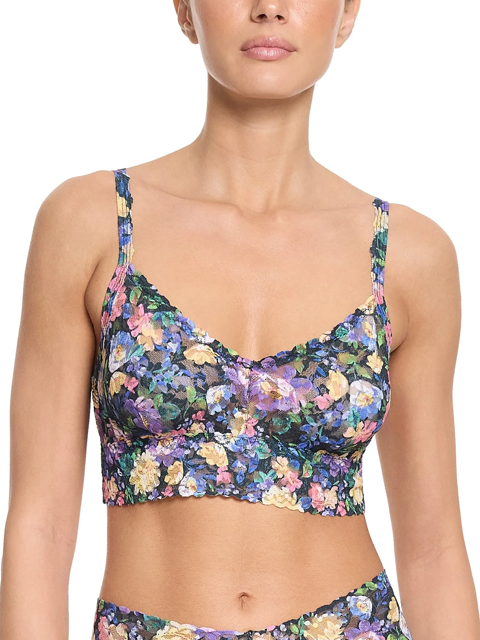 Printed V-Neck Retro Lace Bralette Dream Garden Sale
