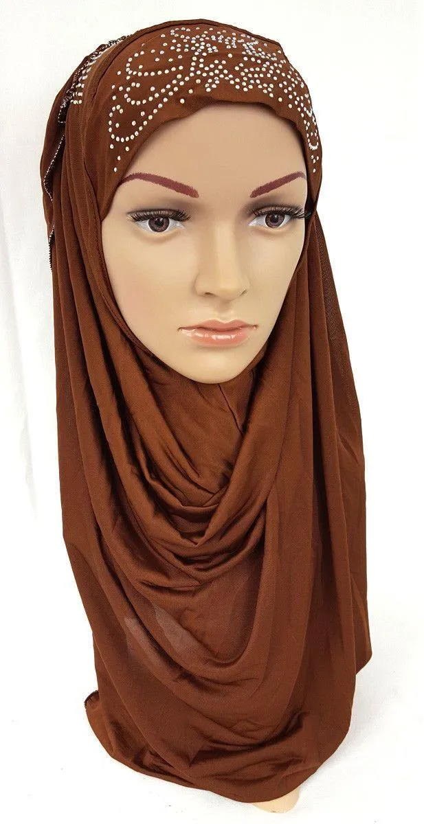 Pull-on Easy Muslim Hijab Fashion Islamic Scarf Viscose Ice Silk MLl061