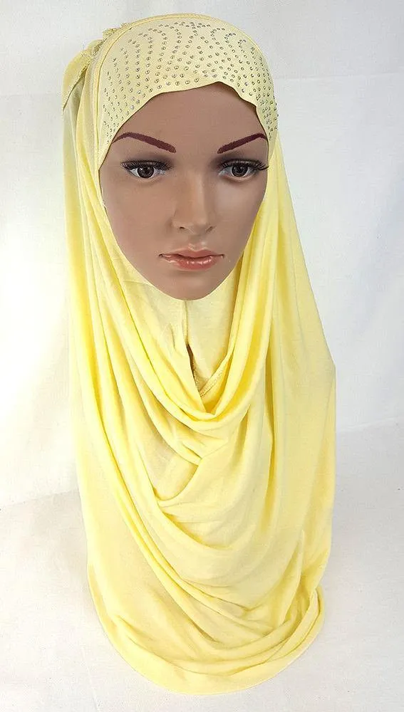 Pull-on Easy Muslim Hijab Fashion Islamic Scarf Viscose Ice Silk MLl061