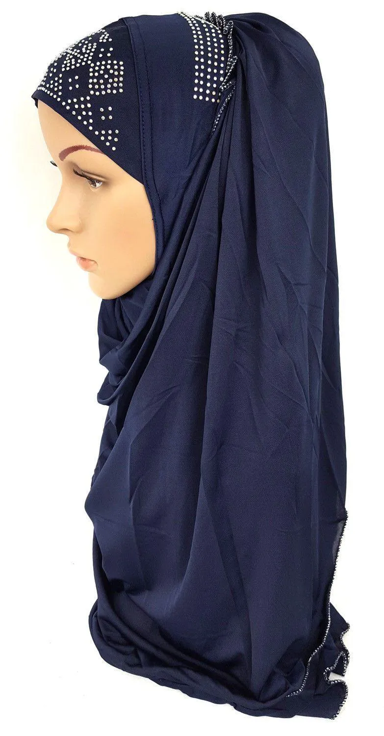 Pull-on Easy Muslim Hijab Fashion Islamic Scarf Viscose Ice Silk MLl061
