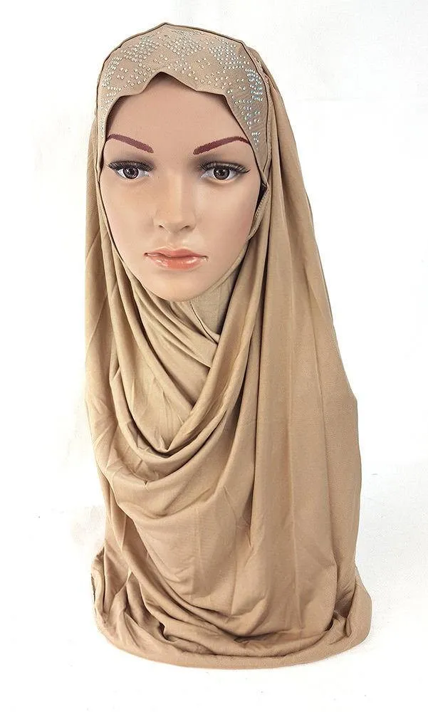 Pull-on Easy Muslim Hijab Fashion Islamic Scarf Viscose Ice Silk MLl061
