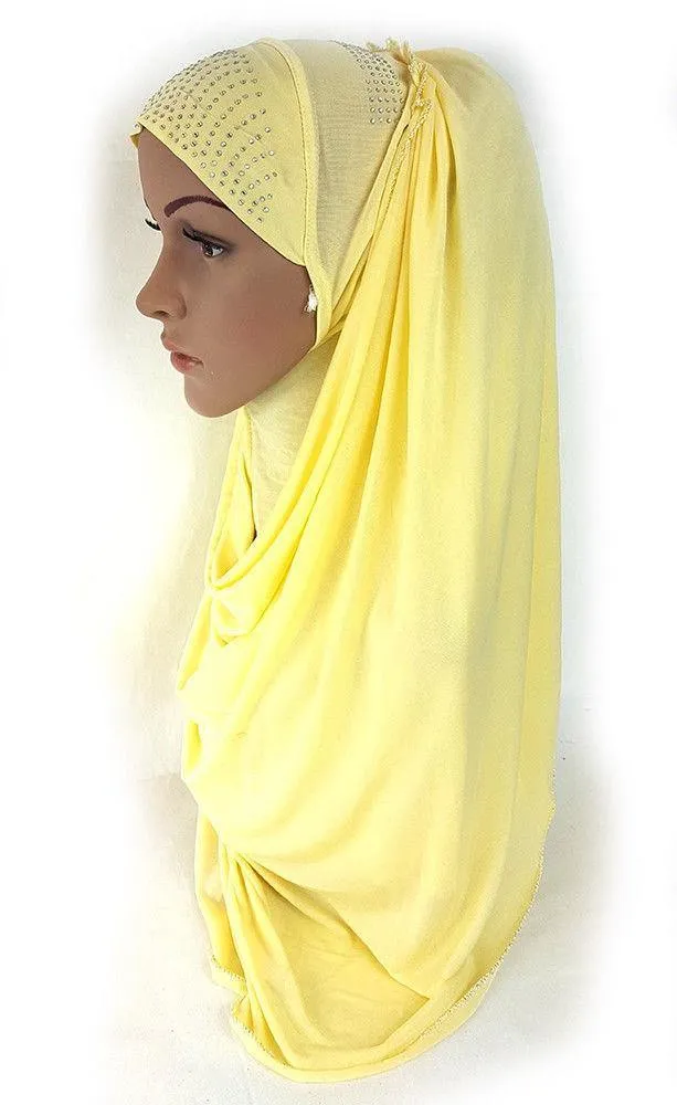 Pull-on Easy Muslim Hijab Fashion Islamic Scarf Viscose Ice Silk MLl061