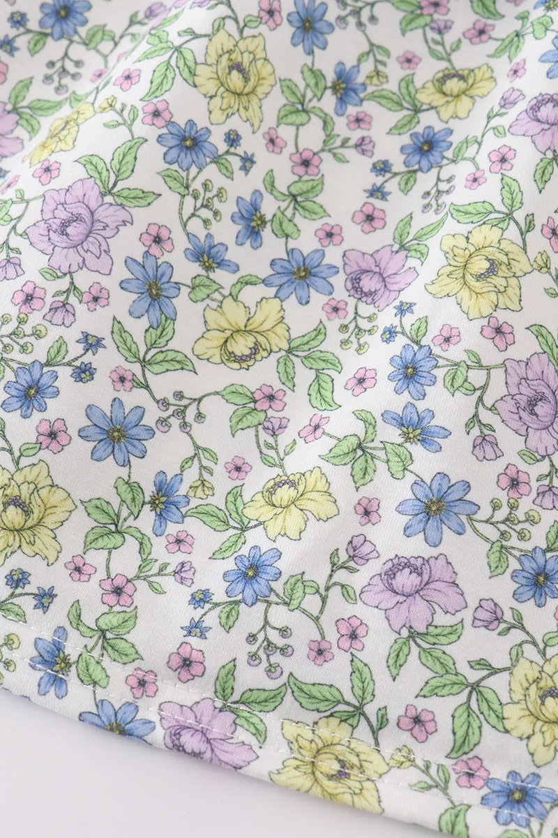 Purple Bow Floral Girl Dress