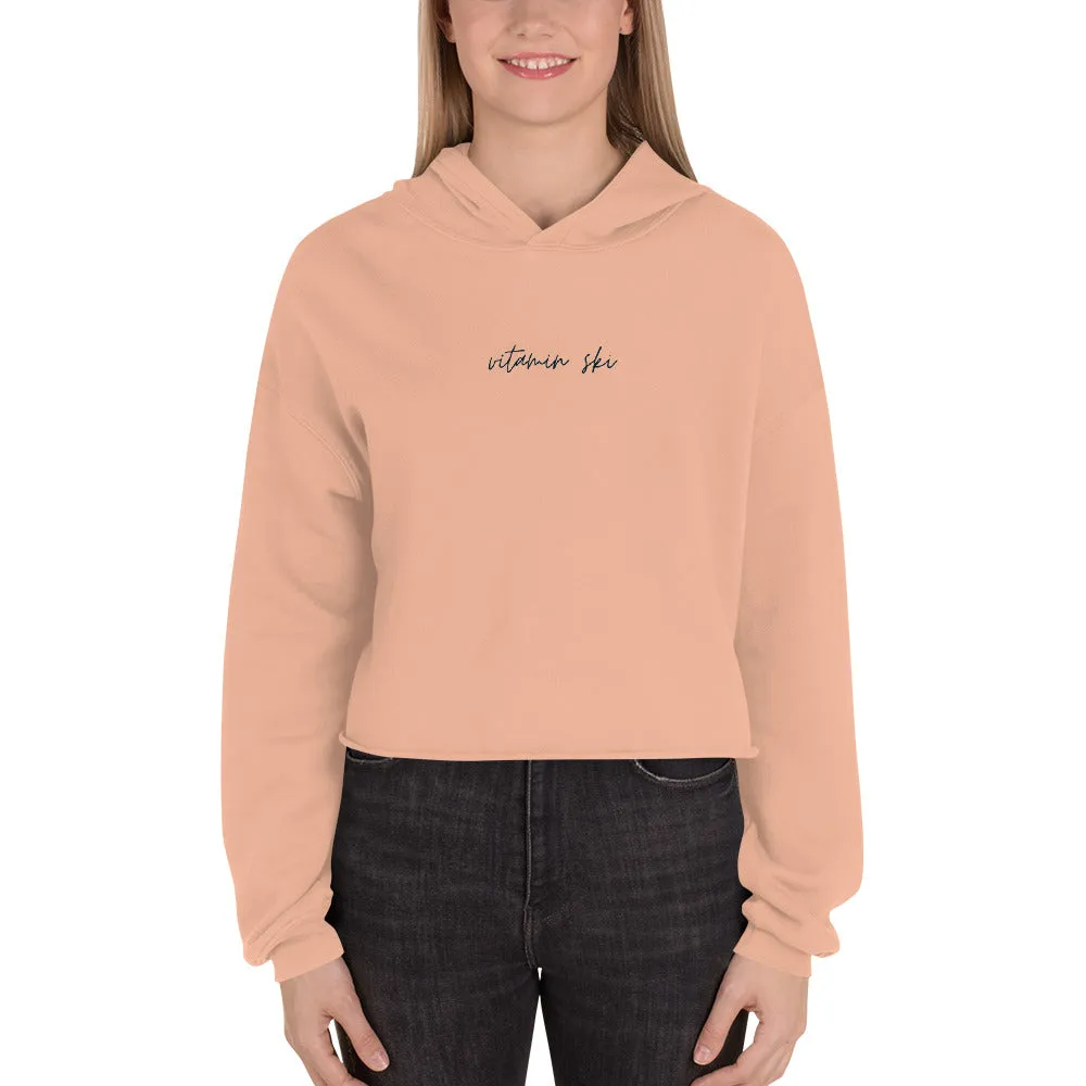 "NAVY VITAMIN SKI" Crop Hoodie