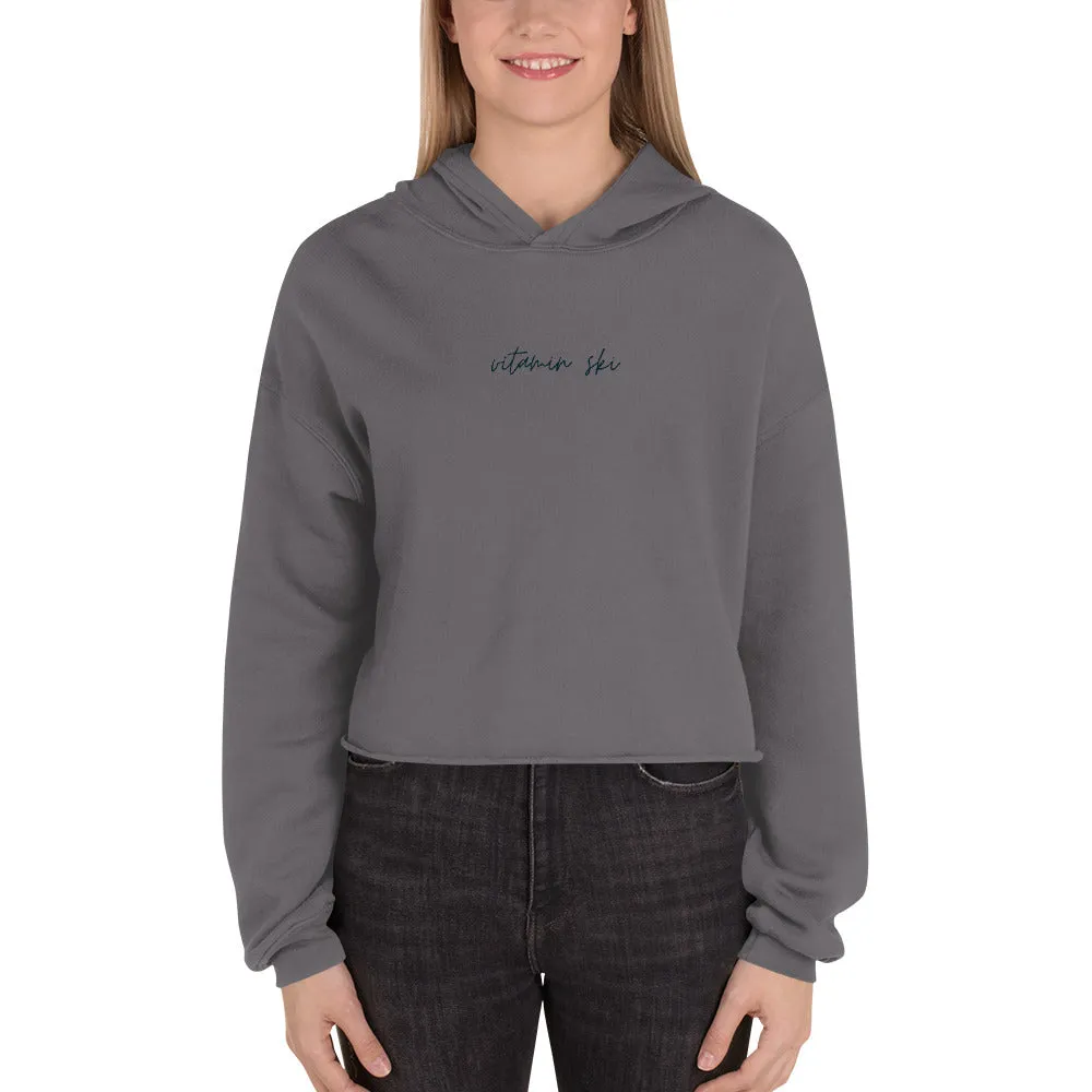 "NAVY VITAMIN SKI" Crop Hoodie