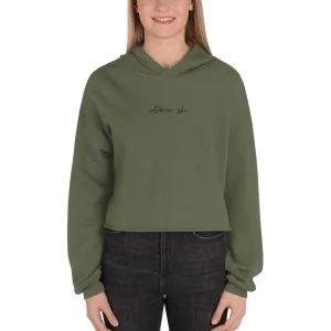 "NAVY VITAMIN SKI" Crop Hoodie