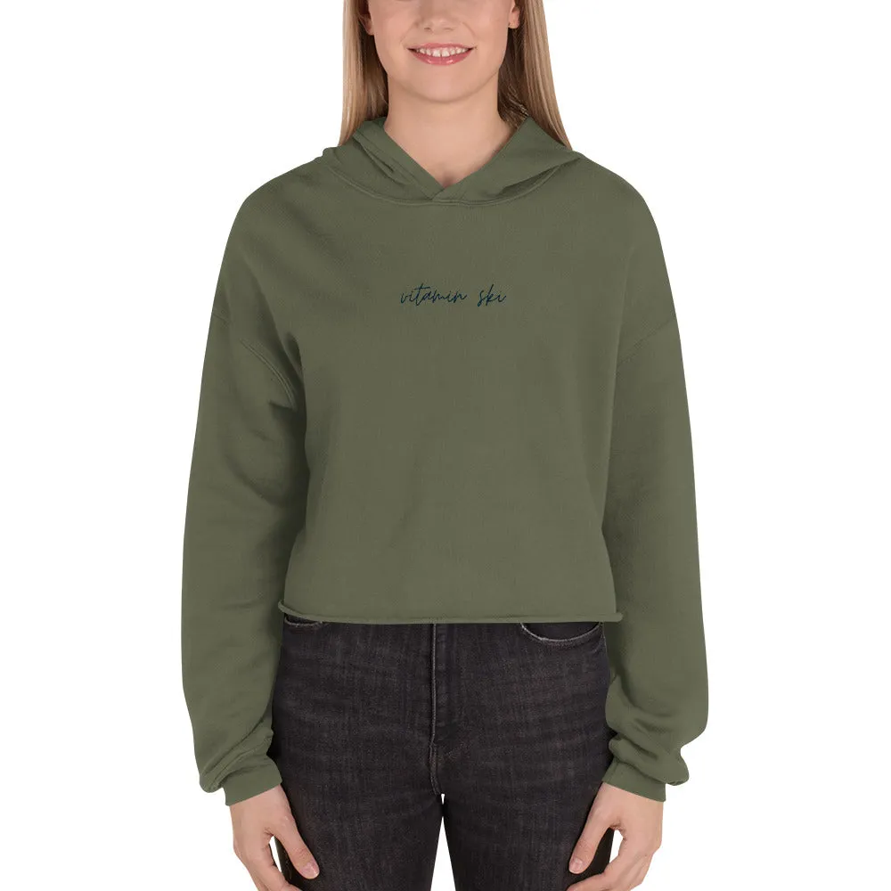"NAVY VITAMIN SKI" Crop Hoodie