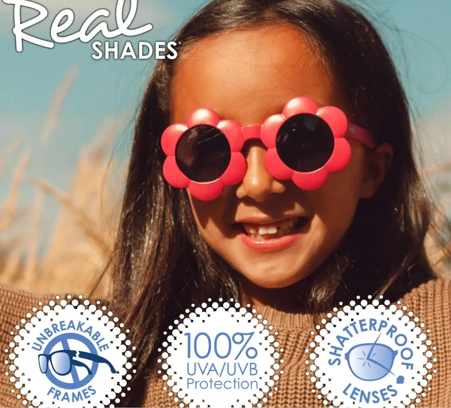 Real Shades “Bloom” Sunglasses in White : Size Toddler 2 