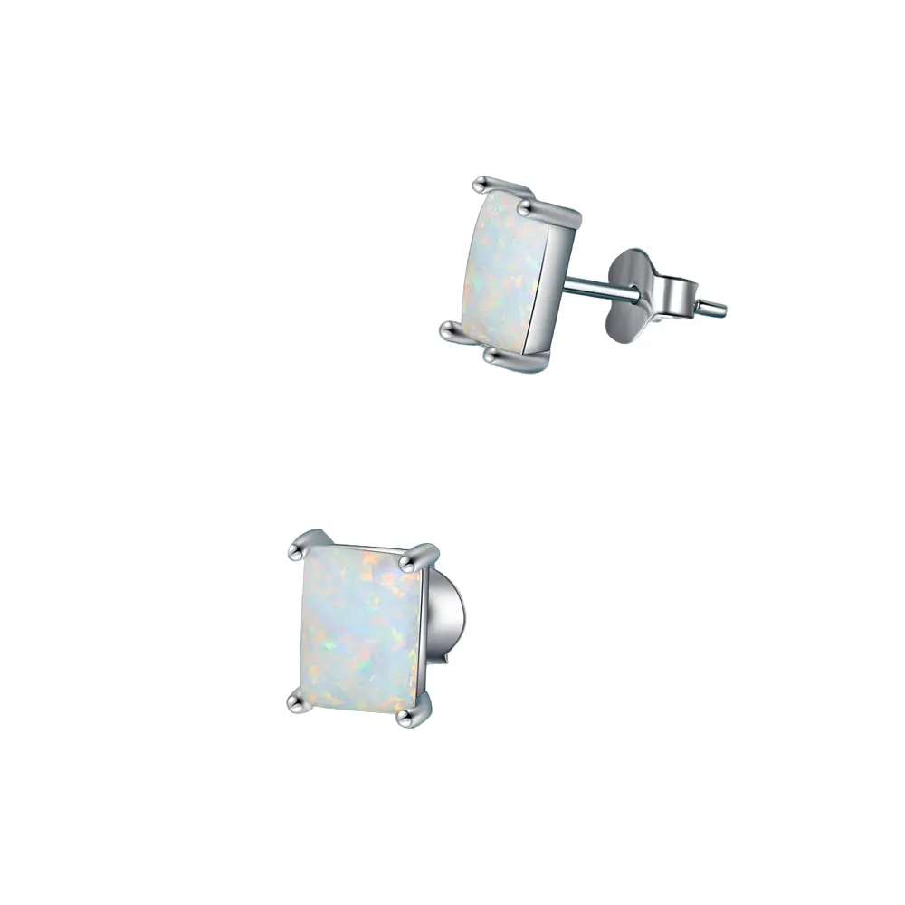 Rectangle Silver Color Stud Earrings For Women