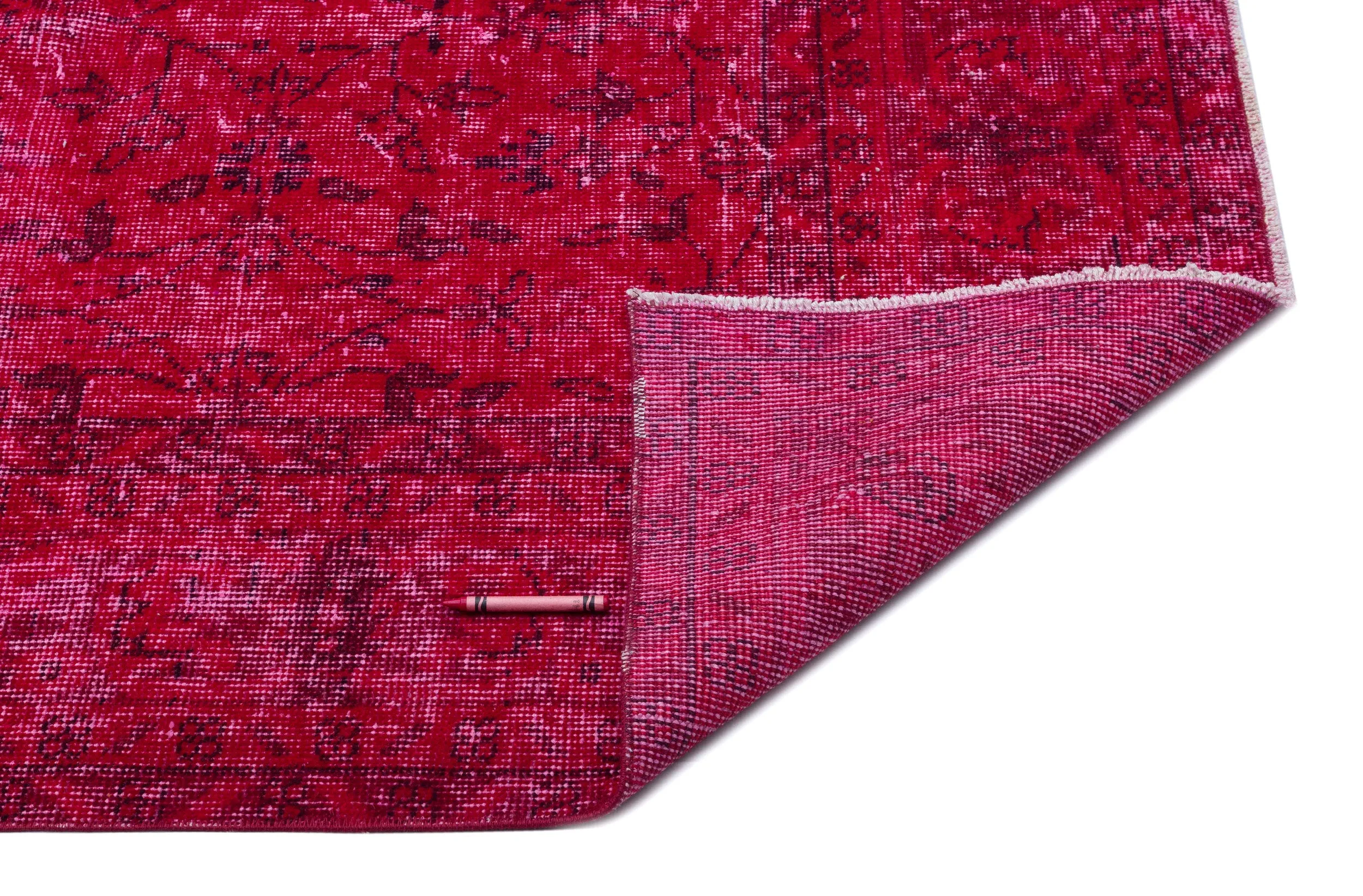 Red Over Dyed | Red Retro Carpet | Plain Rug | Turkish Rug | Vintage Rug | Hand Woven Rug | Wool Rug | Living Room Rug | 6'6'' x 10'2'' ft 197 x 310 cm