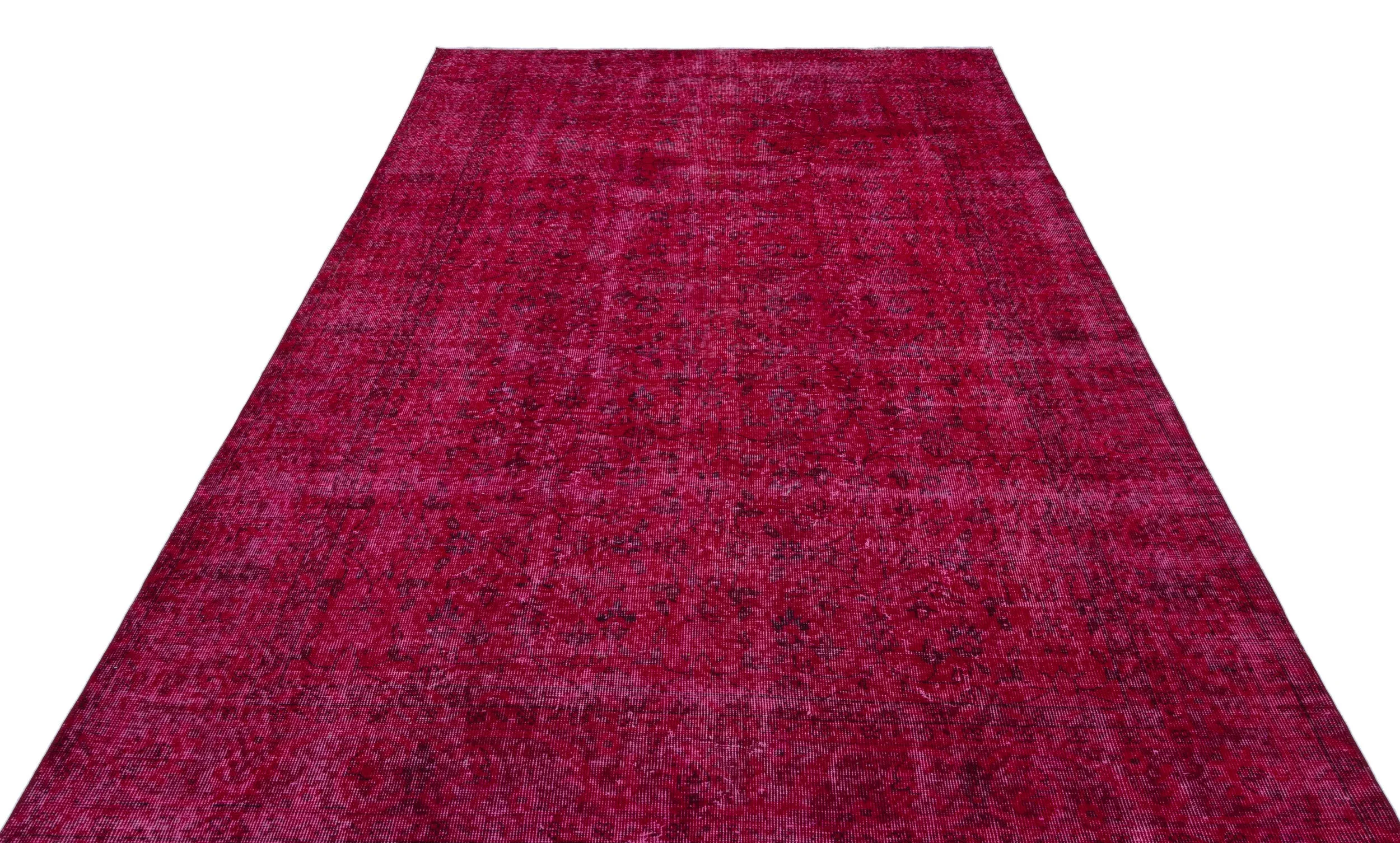 Red Over Dyed | Red Retro Carpet | Plain Rug | Turkish Rug | Vintage Rug | Hand Woven Rug | Wool Rug | Living Room Rug | 6'6'' x 10'2'' ft 197 x 310 cm