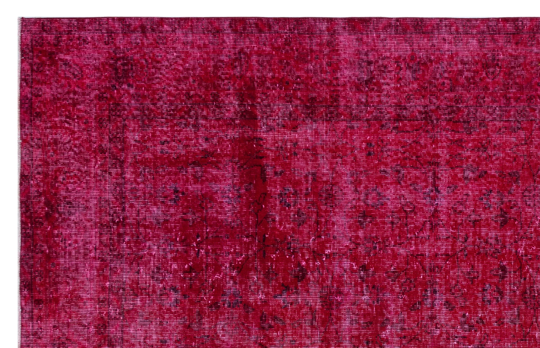 Red Over Dyed | Red Retro Carpet | Plain Rug | Turkish Rug | Vintage Rug | Hand Woven Rug | Wool Rug | Living Room Rug | 6'6'' x 10'2'' ft 197 x 310 cm