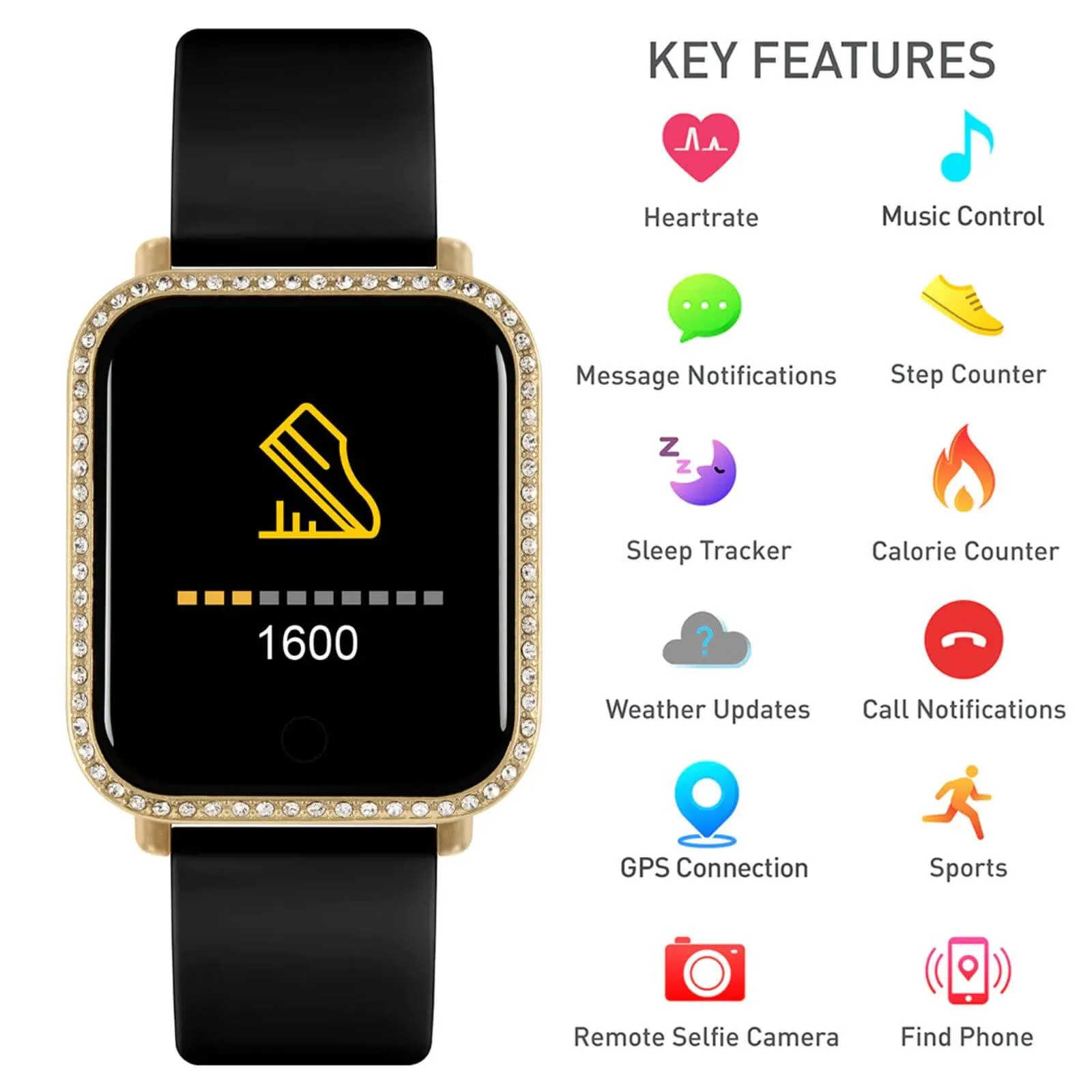 Reflex Active Square Smart Watch - Burgundy Rose Gold