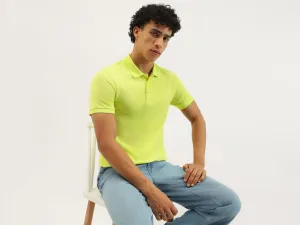 Regular Fit Polo Neck Textured T-shirt