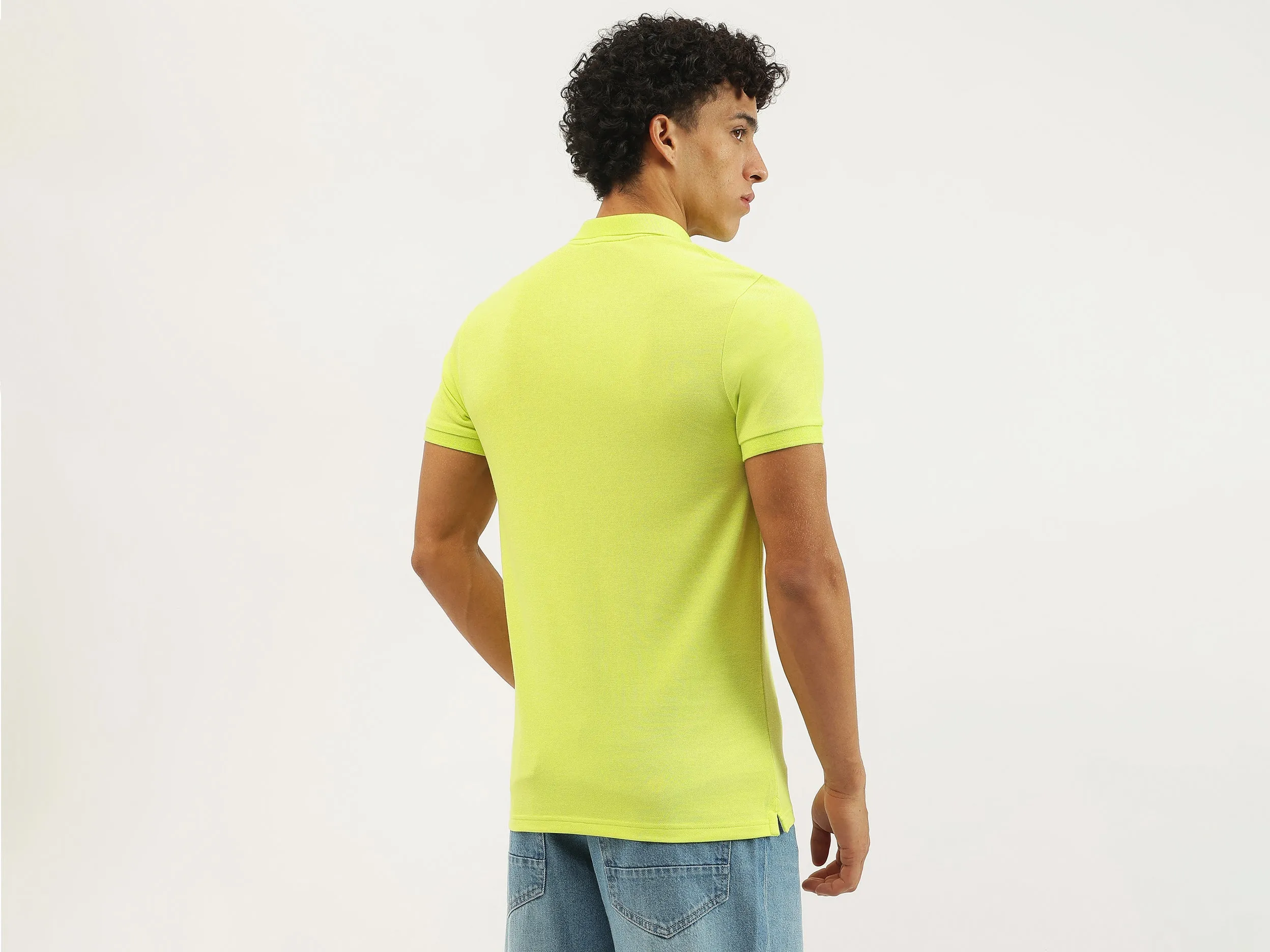 Regular Fit Polo Neck Textured T-shirt