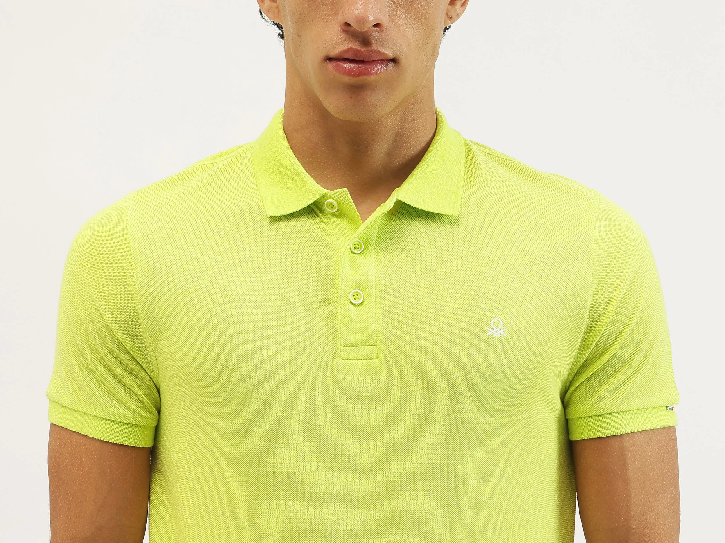 Regular Fit Polo Neck Textured T-shirt