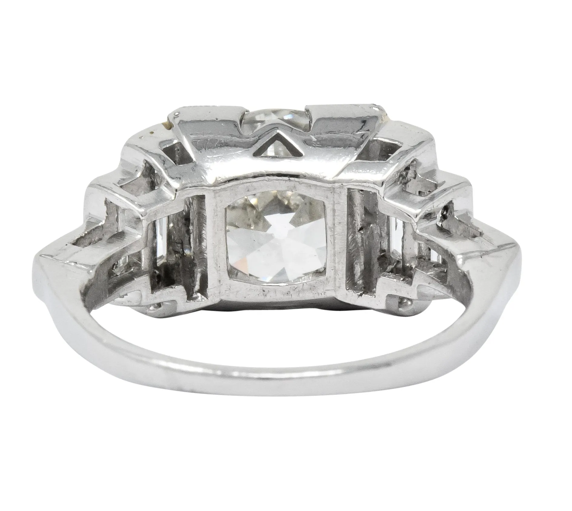 Retro 1940's 3.29 CTW Old European Diamond Platinum Engagement Ring GIA