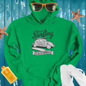 Retro California Surfing Hoodie With Vw Beetle Design