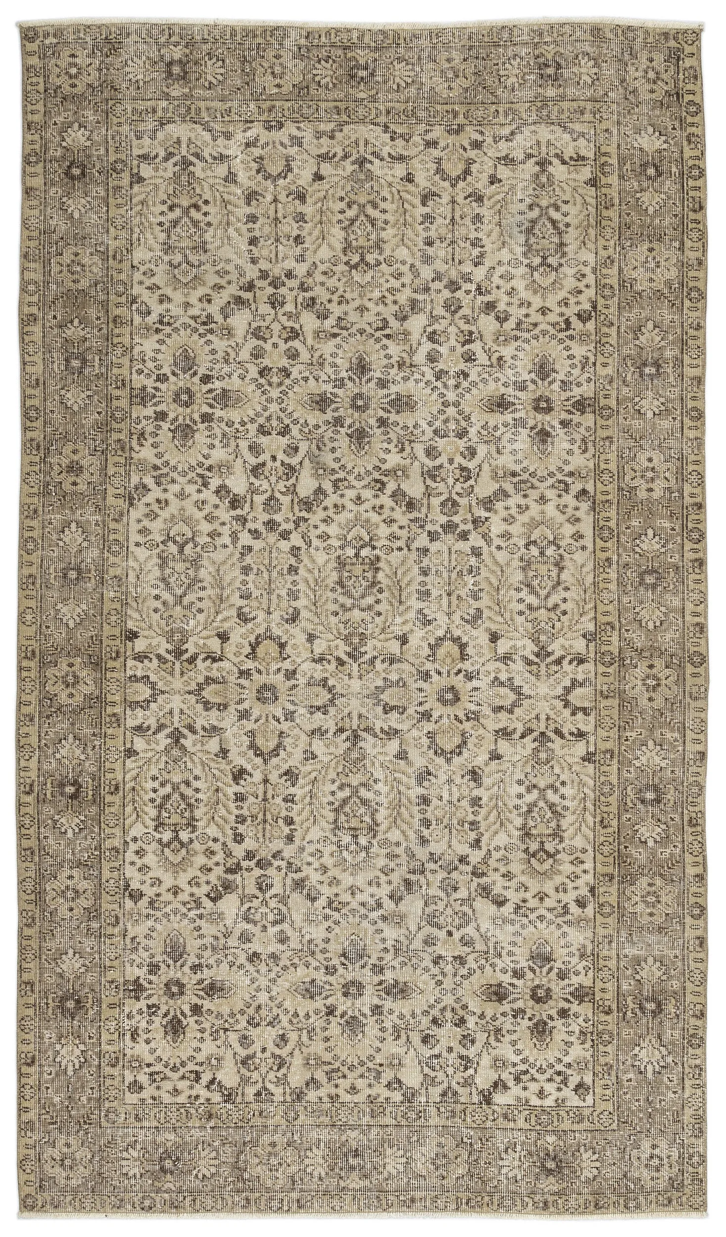 Retro Design Beige Over Dyed Vintage Rug 5'1'' x 8'10'' ft 154 x 269 cm