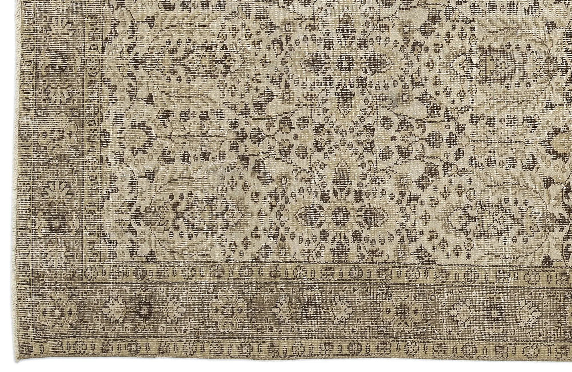 Retro Design Beige Over Dyed Vintage Rug 5'1'' x 8'10'' ft 154 x 269 cm