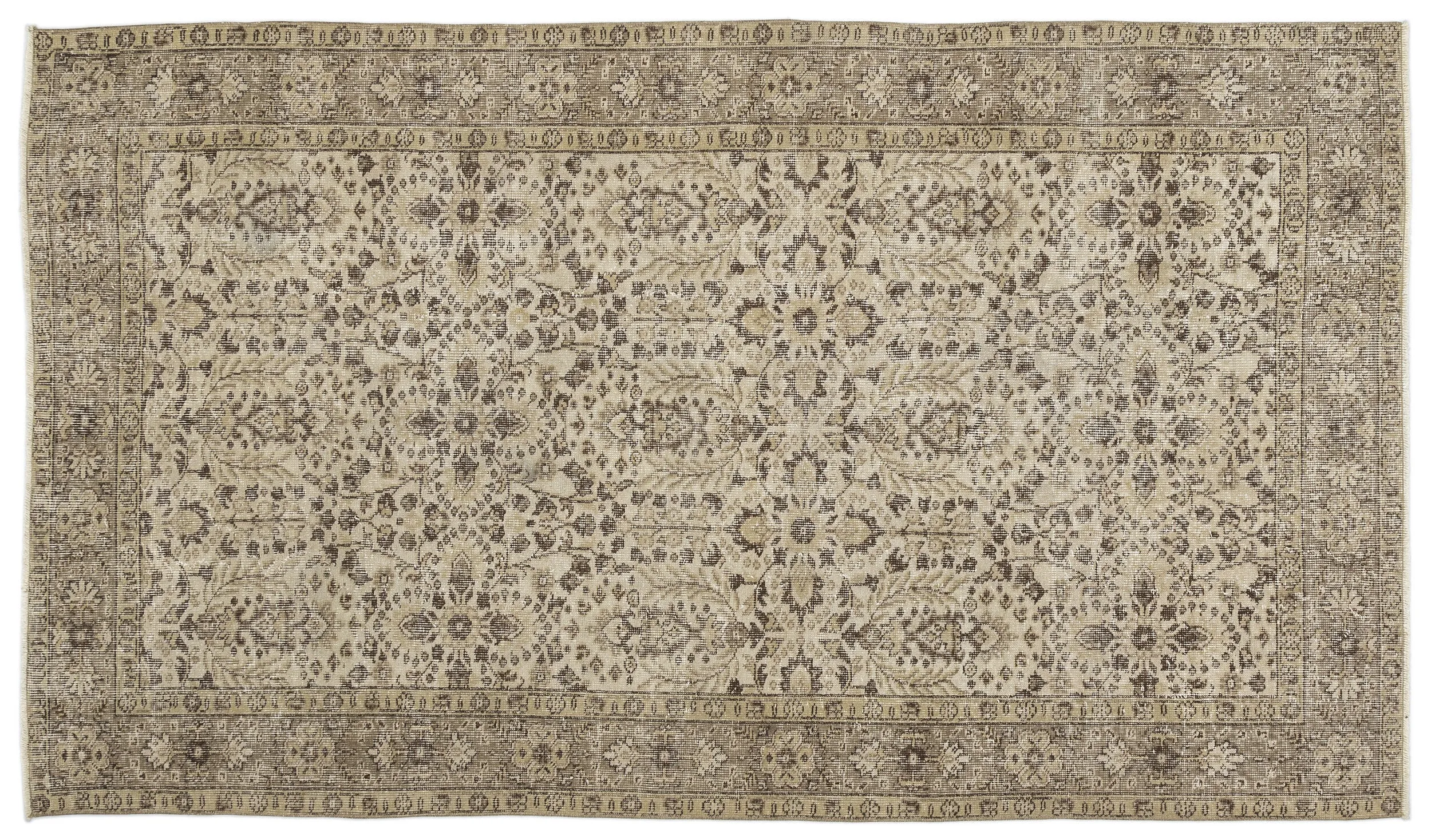 Retro Design Beige Over Dyed Vintage Rug 5'1'' x 8'10'' ft 154 x 269 cm