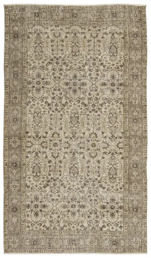 Retro Design Beige Over Dyed Vintage Rug 5'1'' x 8'10'' ft 154 x 269 cm