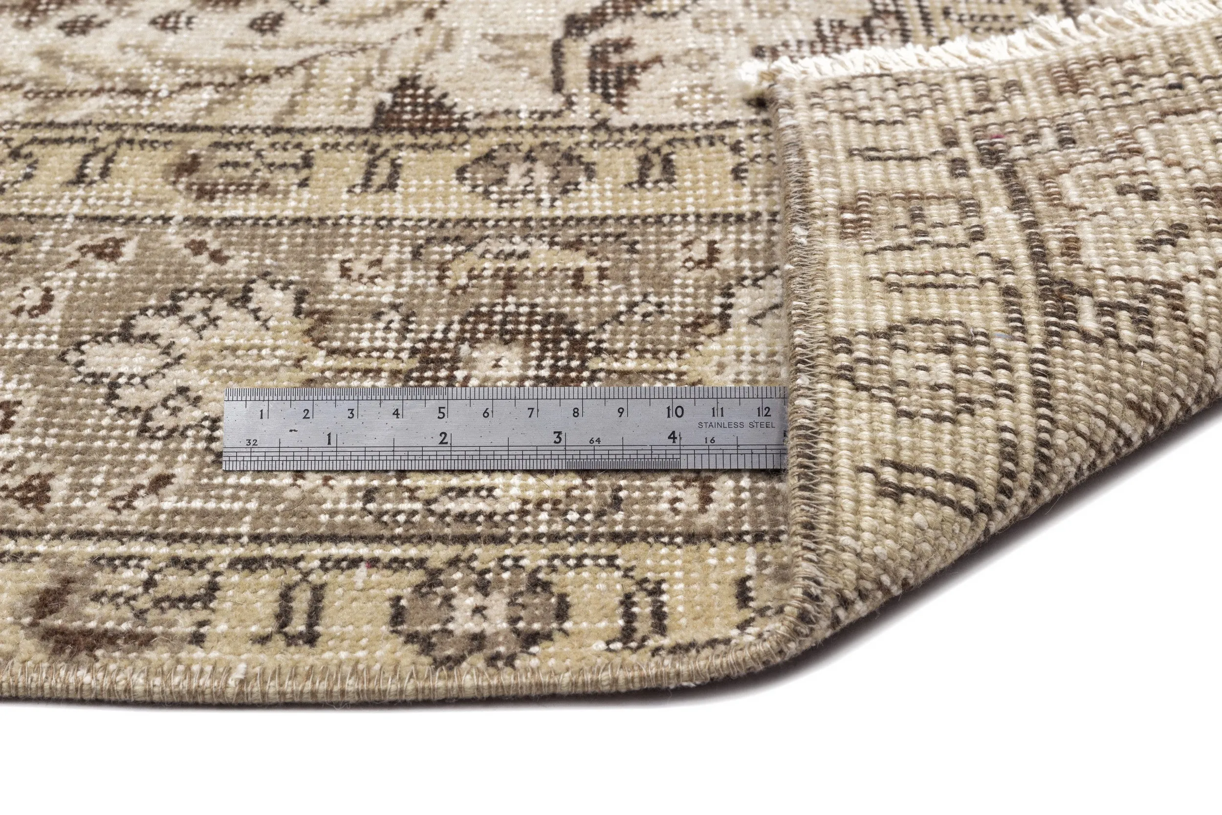 Retro Design Beige Over Dyed Vintage Rug 5'1'' x 8'10'' ft 154 x 269 cm