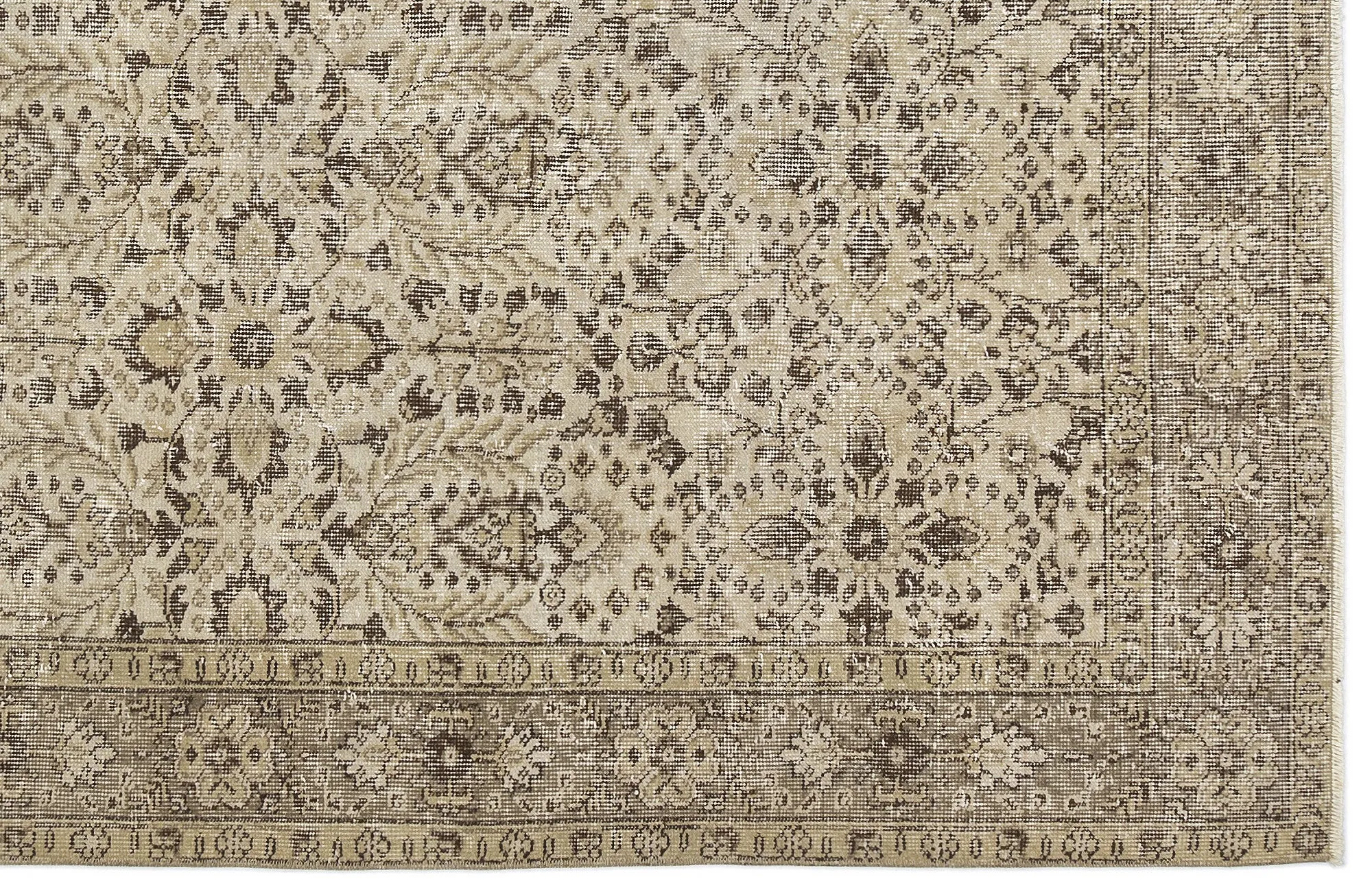 Retro Design Beige Over Dyed Vintage Rug 5'1'' x 8'10'' ft 154 x 269 cm