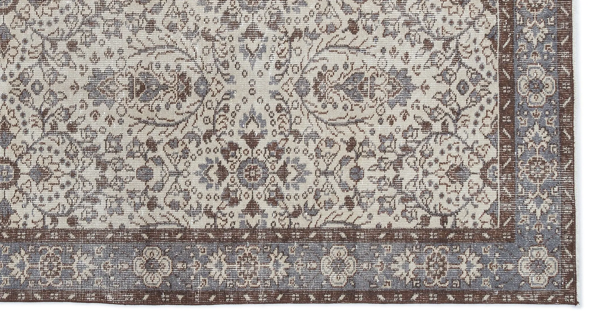 Retro Design Beige Over Dyed Vintage Rug 5'1'' x 9'5'' ft 156 x 286 cm