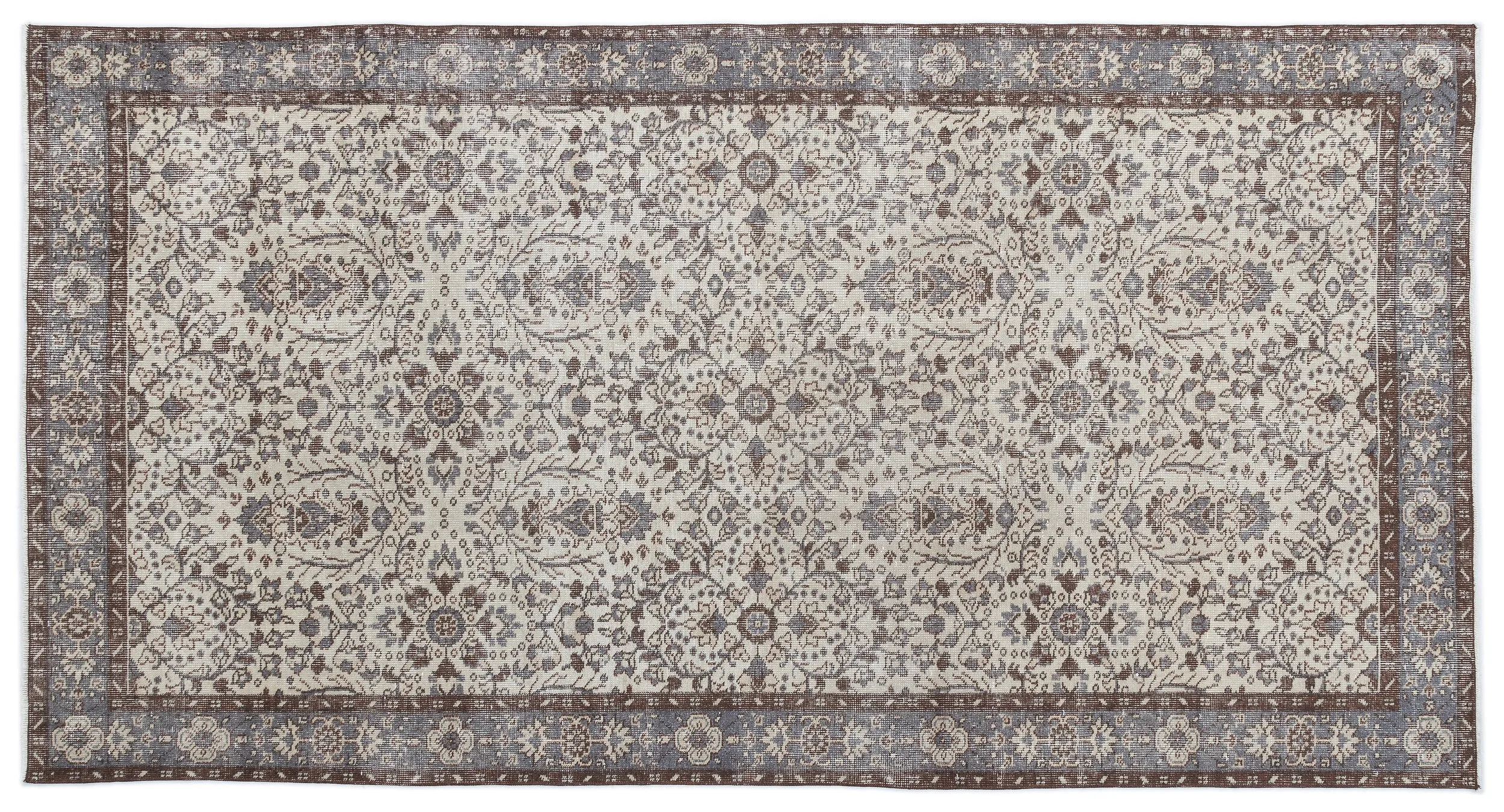 Retro Design Beige Over Dyed Vintage Rug 5'1'' x 9'5'' ft 156 x 286 cm