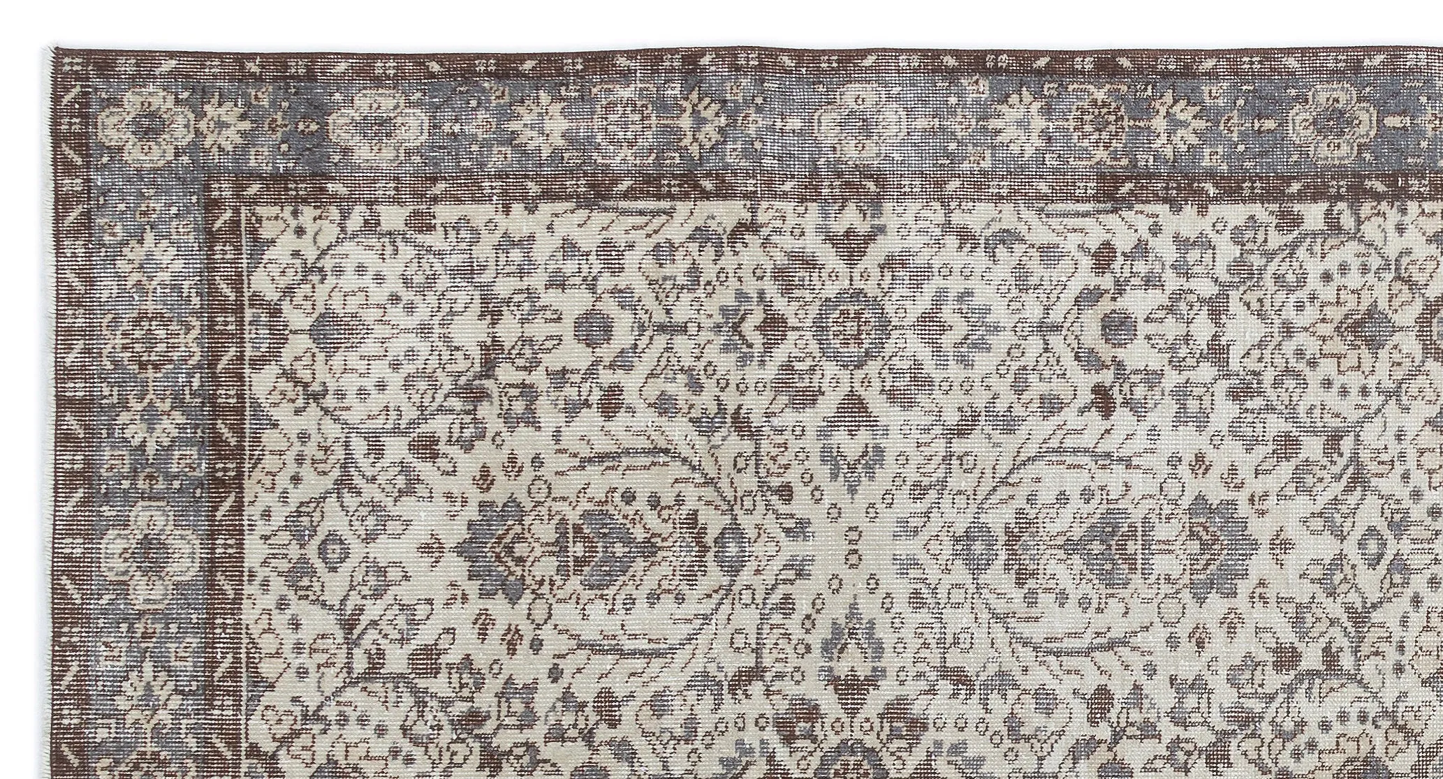 Retro Design Beige Over Dyed Vintage Rug 5'1'' x 9'5'' ft 156 x 286 cm