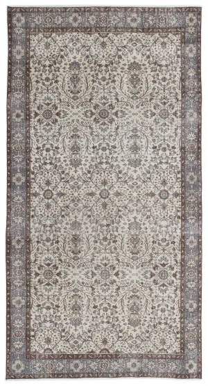 Retro Design Beige Over Dyed Vintage Rug 5'1'' x 9'5'' ft 156 x 286 cm