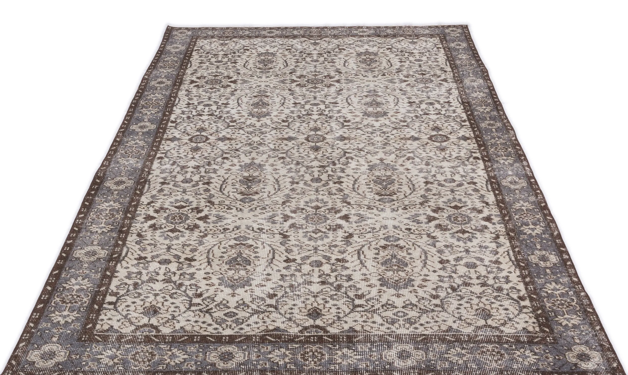 Retro Design Beige Over Dyed Vintage Rug 5'1'' x 9'5'' ft 156 x 286 cm