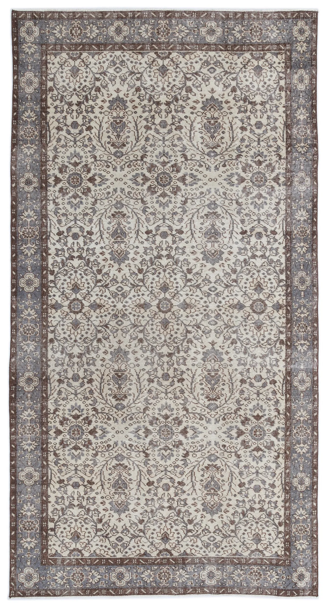 Retro Design Beige Over Dyed Vintage Rug 5'1'' x 9'5'' ft 156 x 286 cm
