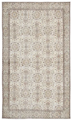 Retro Design Beige Over Dyed Vintage Rug 5'10'' x 9'11'' ft 179 x 302 cm