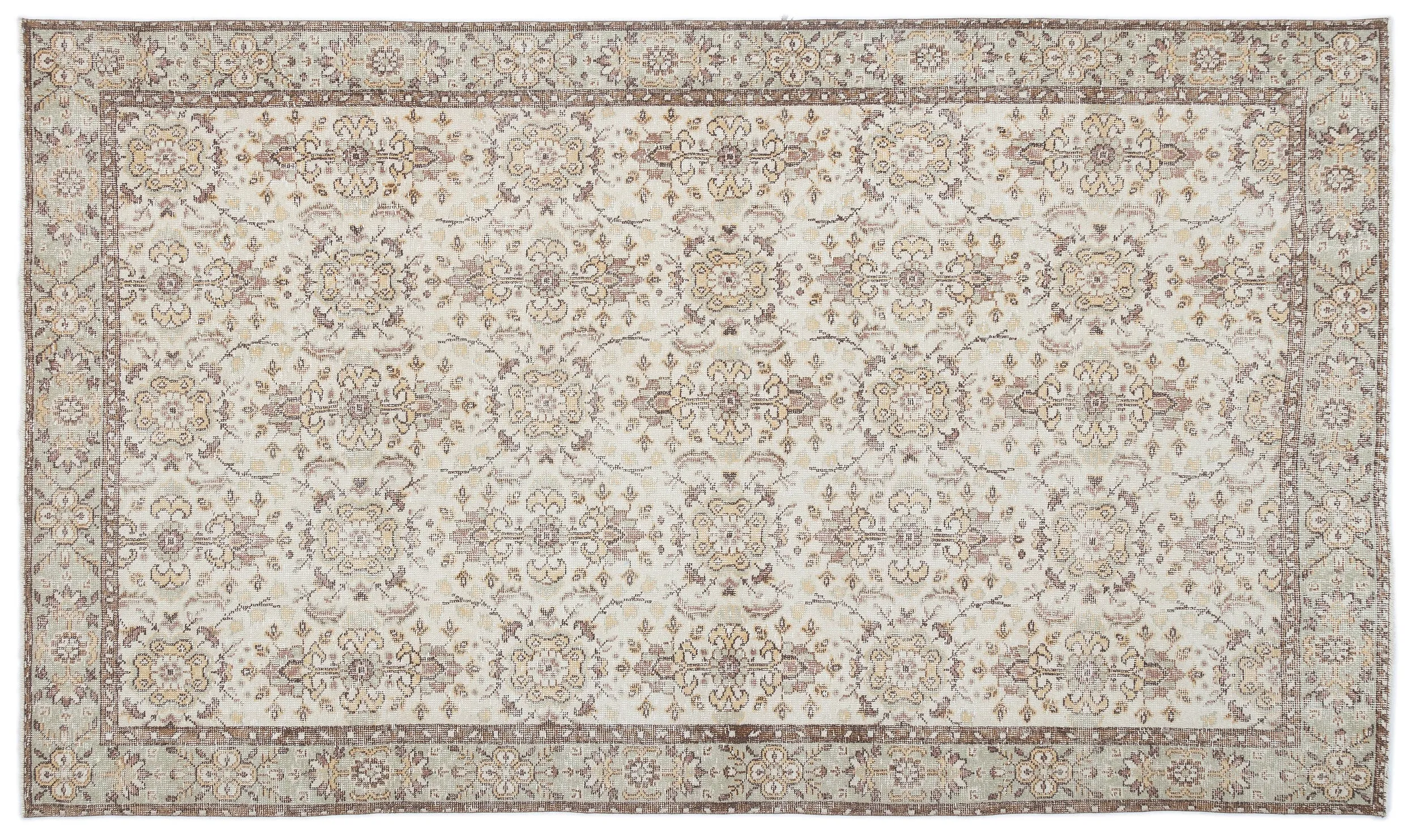 Retro Design Beige Over Dyed Vintage Rug 5'10'' x 9'11'' ft 179 x 302 cm