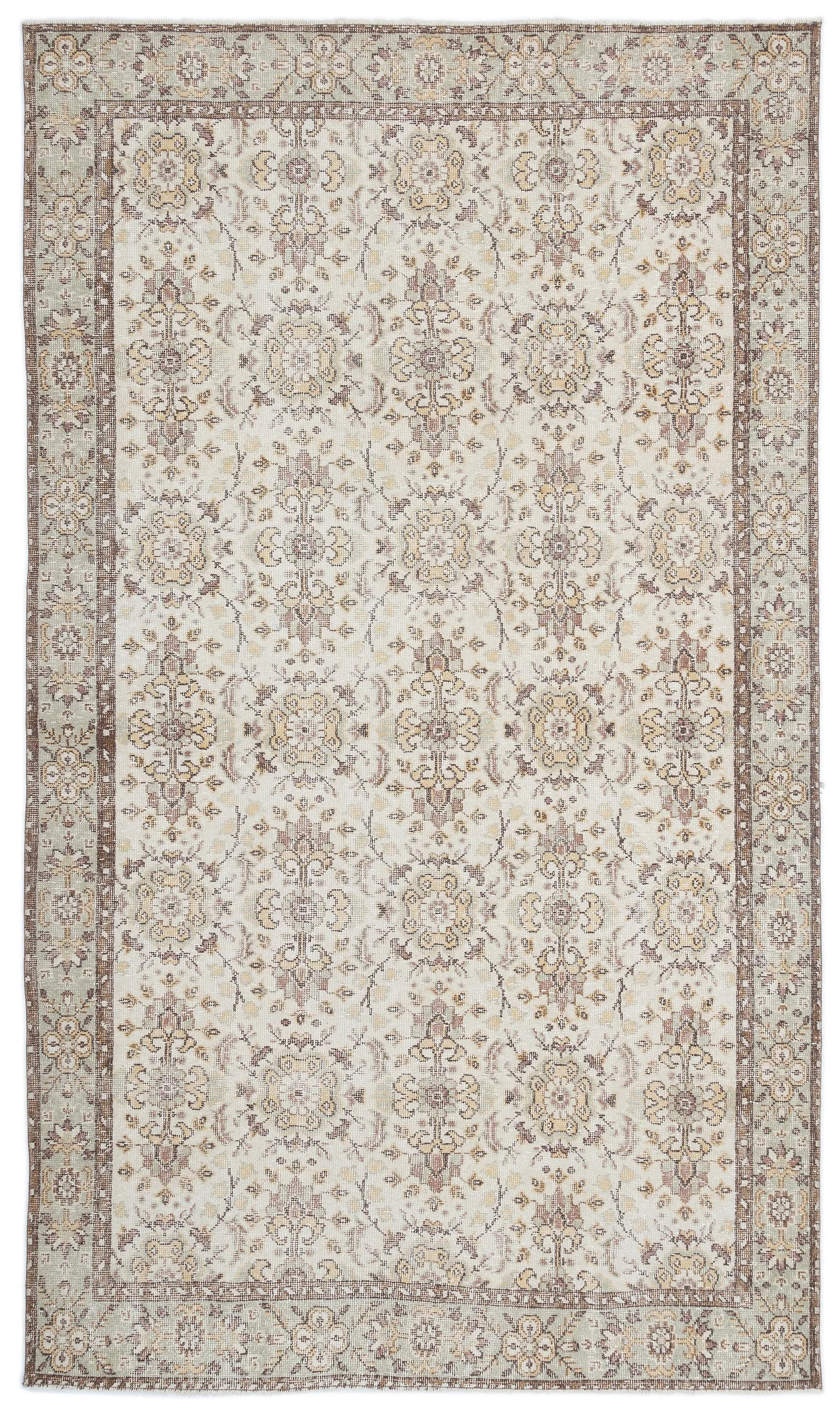 Retro Design Beige Over Dyed Vintage Rug 5'10'' x 9'11'' ft 179 x 302 cm