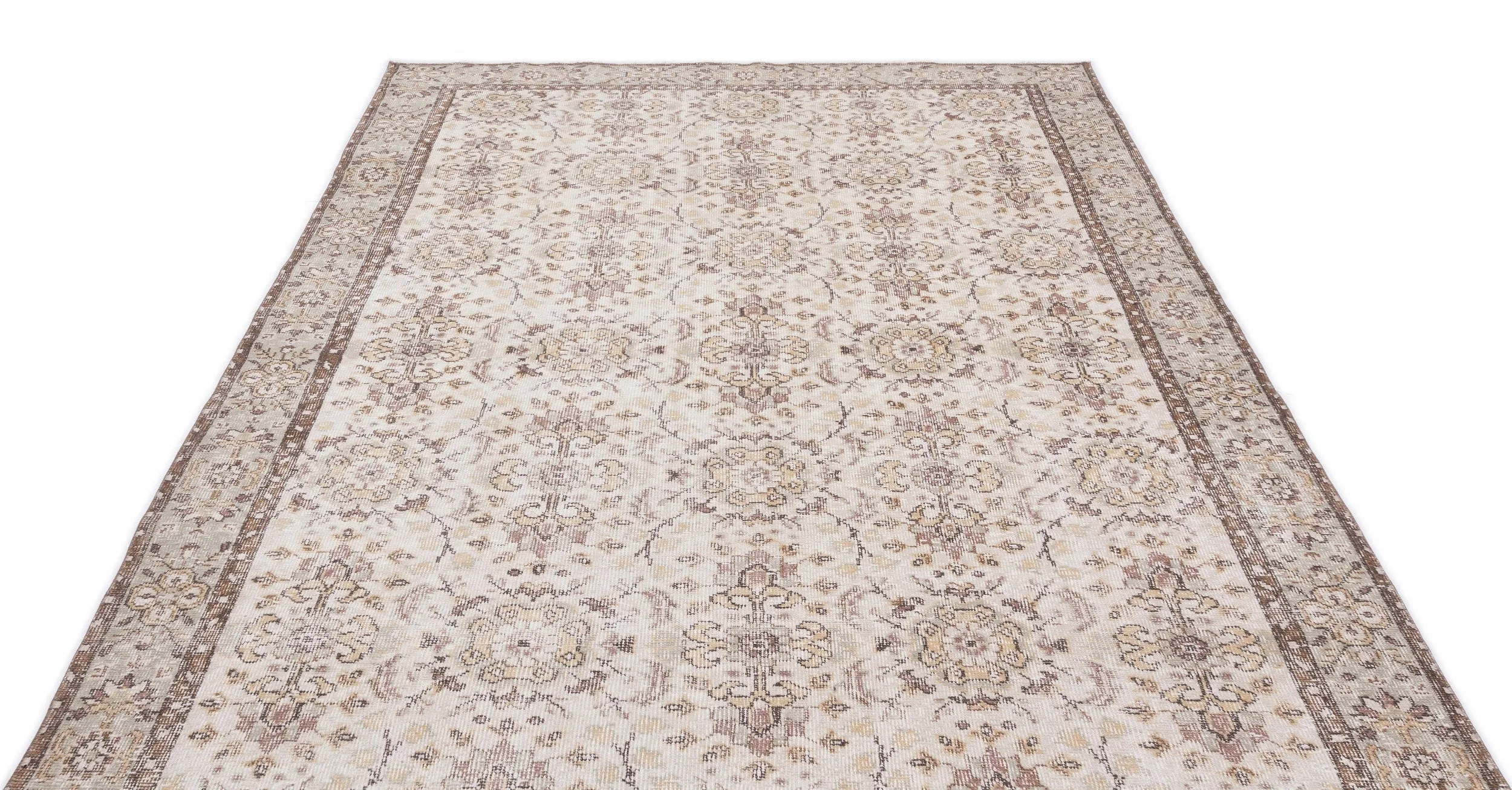 Retro Design Beige Over Dyed Vintage Rug 5'10'' x 9'11'' ft 179 x 302 cm