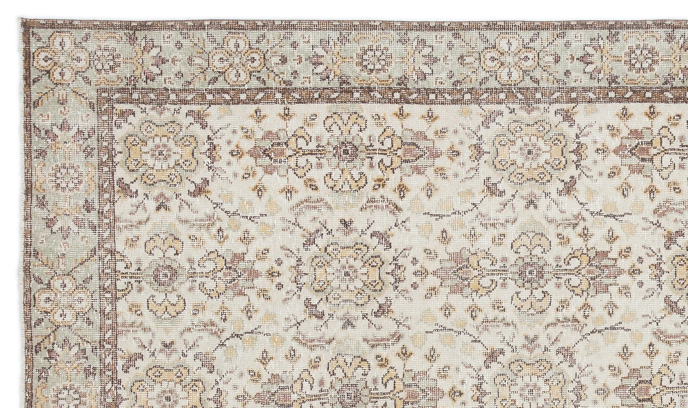 Retro Design Beige Over Dyed Vintage Rug 5'10'' x 9'11'' ft 179 x 302 cm