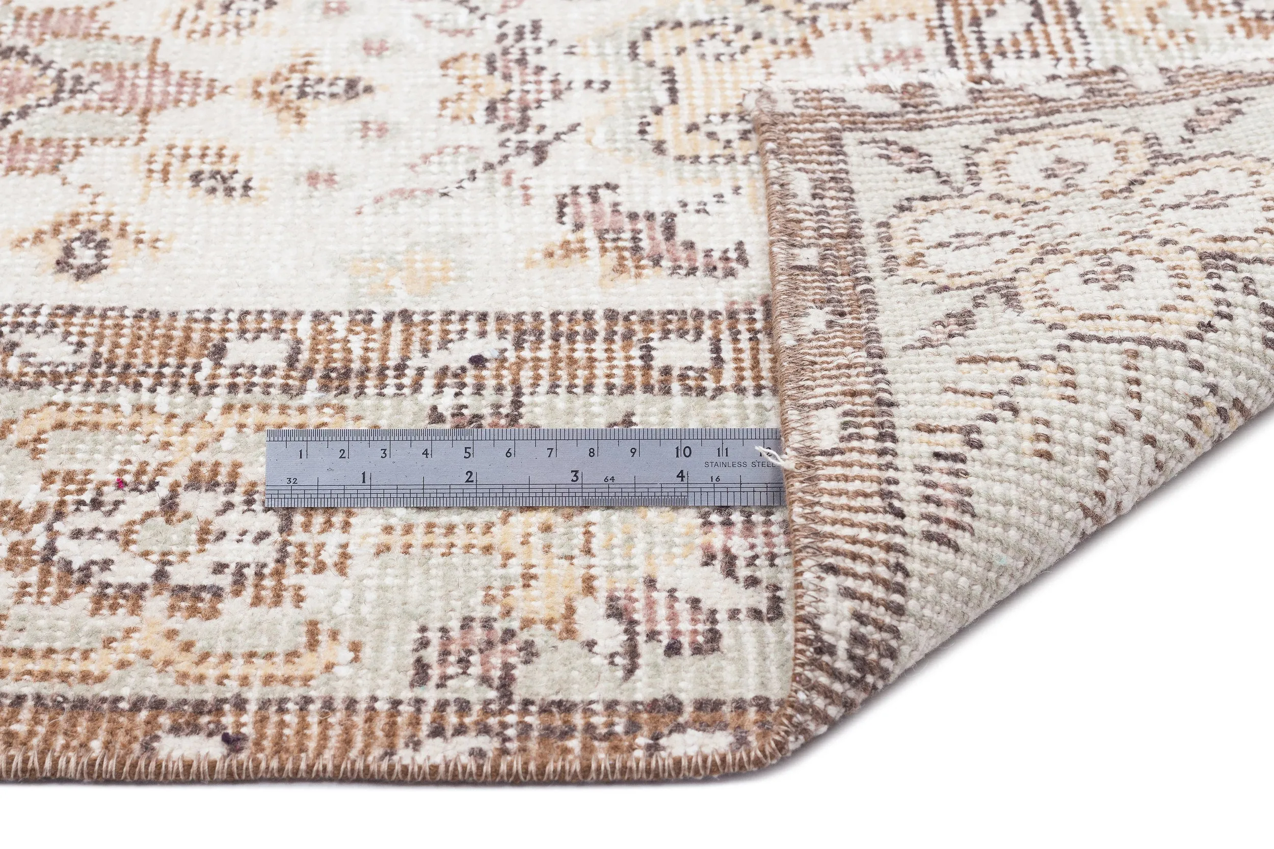 Retro Design Beige Over Dyed Vintage Rug 5'10'' x 9'11'' ft 179 x 302 cm