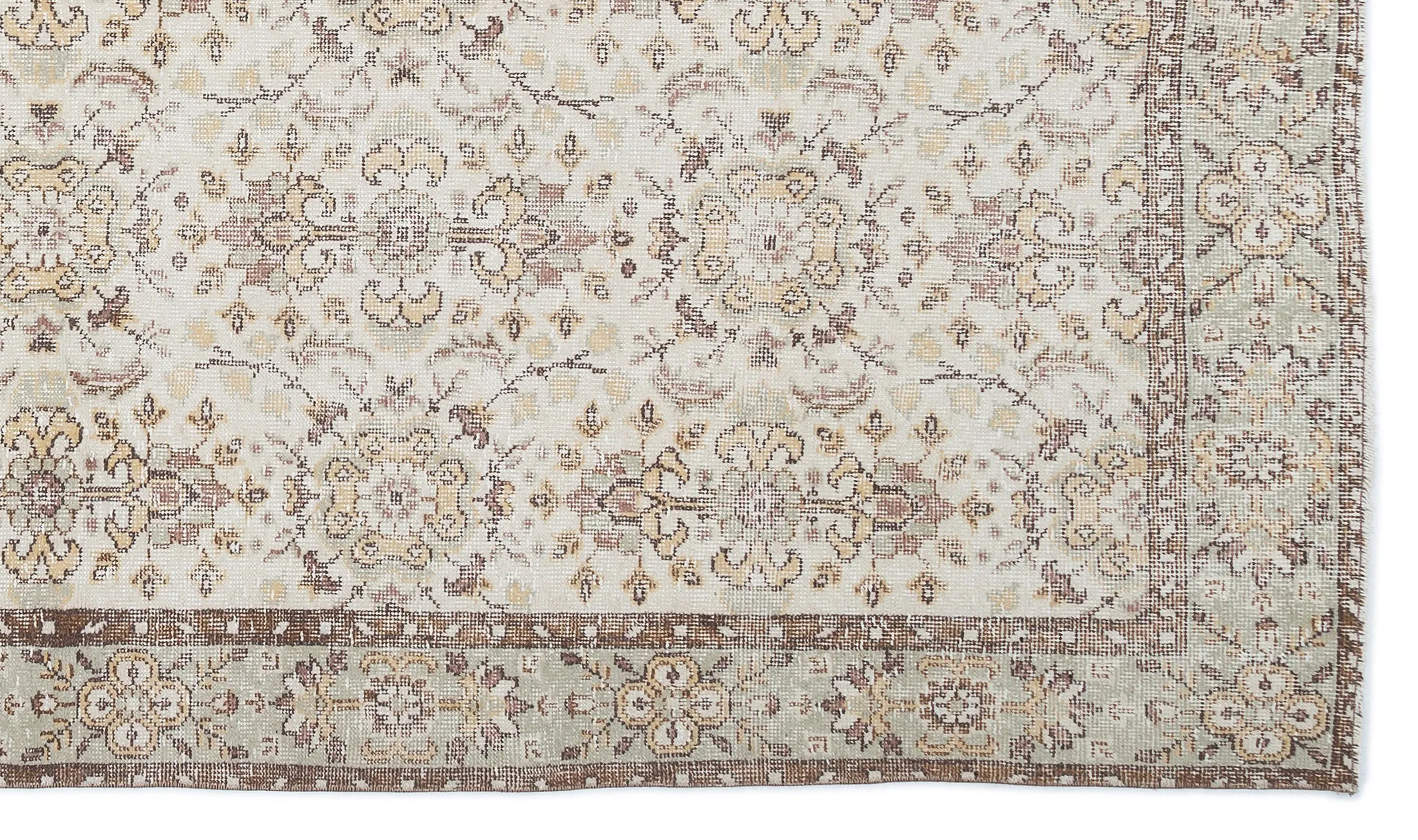 Retro Design Beige Over Dyed Vintage Rug 5'10'' x 9'11'' ft 179 x 302 cm