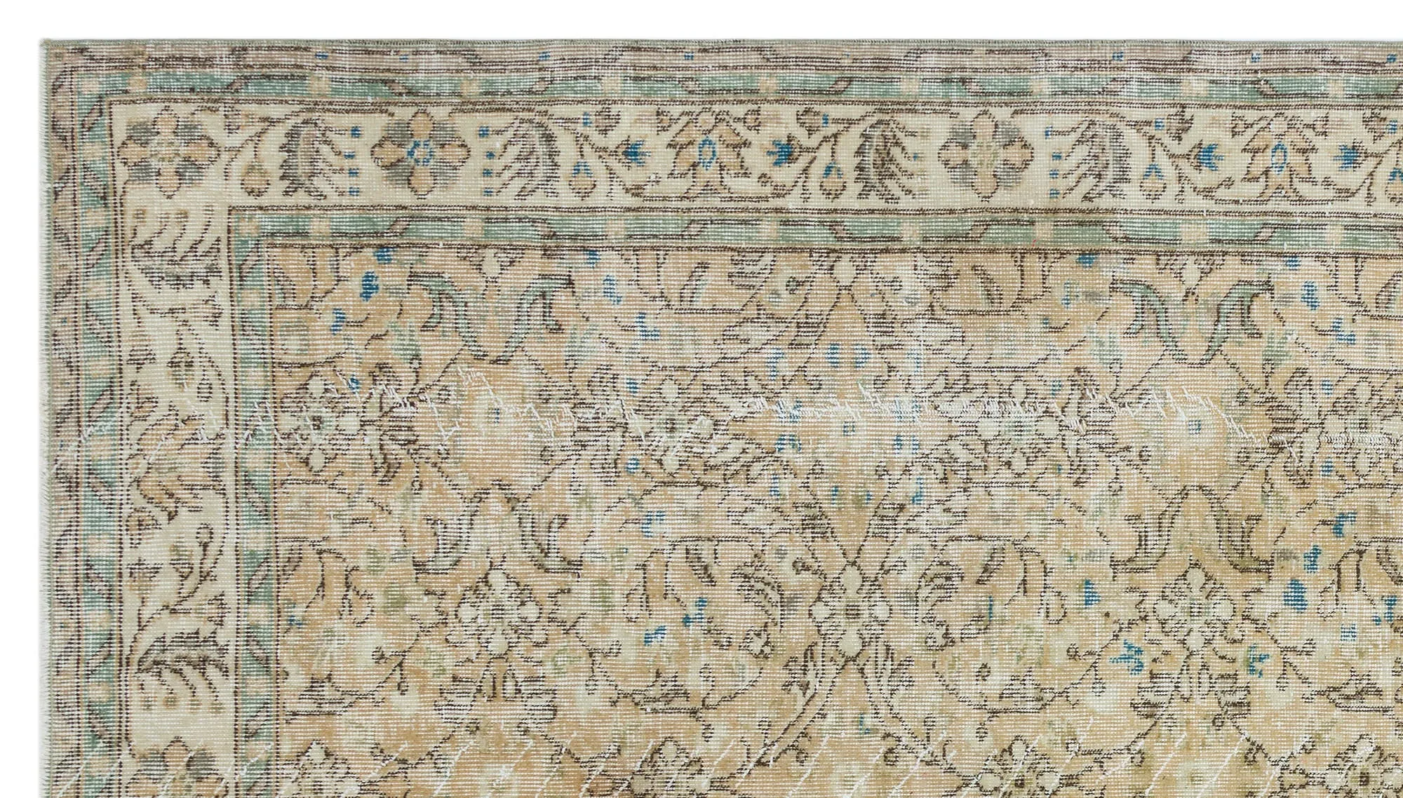 Retro Design Beige Over Dyed Vintage Rug 5'3'' x 9'5'' ft 159 x 288 cm
