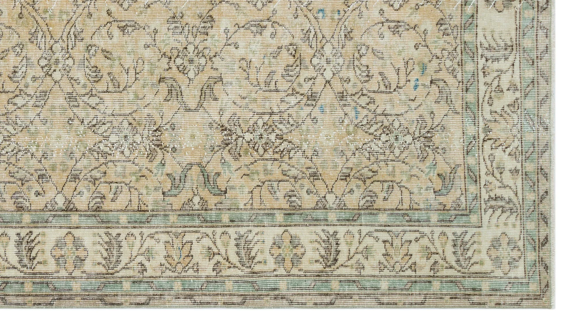 Retro Design Beige Over Dyed Vintage Rug 5'3'' x 9'5'' ft 159 x 288 cm
