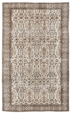 Retro Design Beige Over Dyed Vintage Rug 5'5'' x 8'11'' ft 164 x 273 cm
