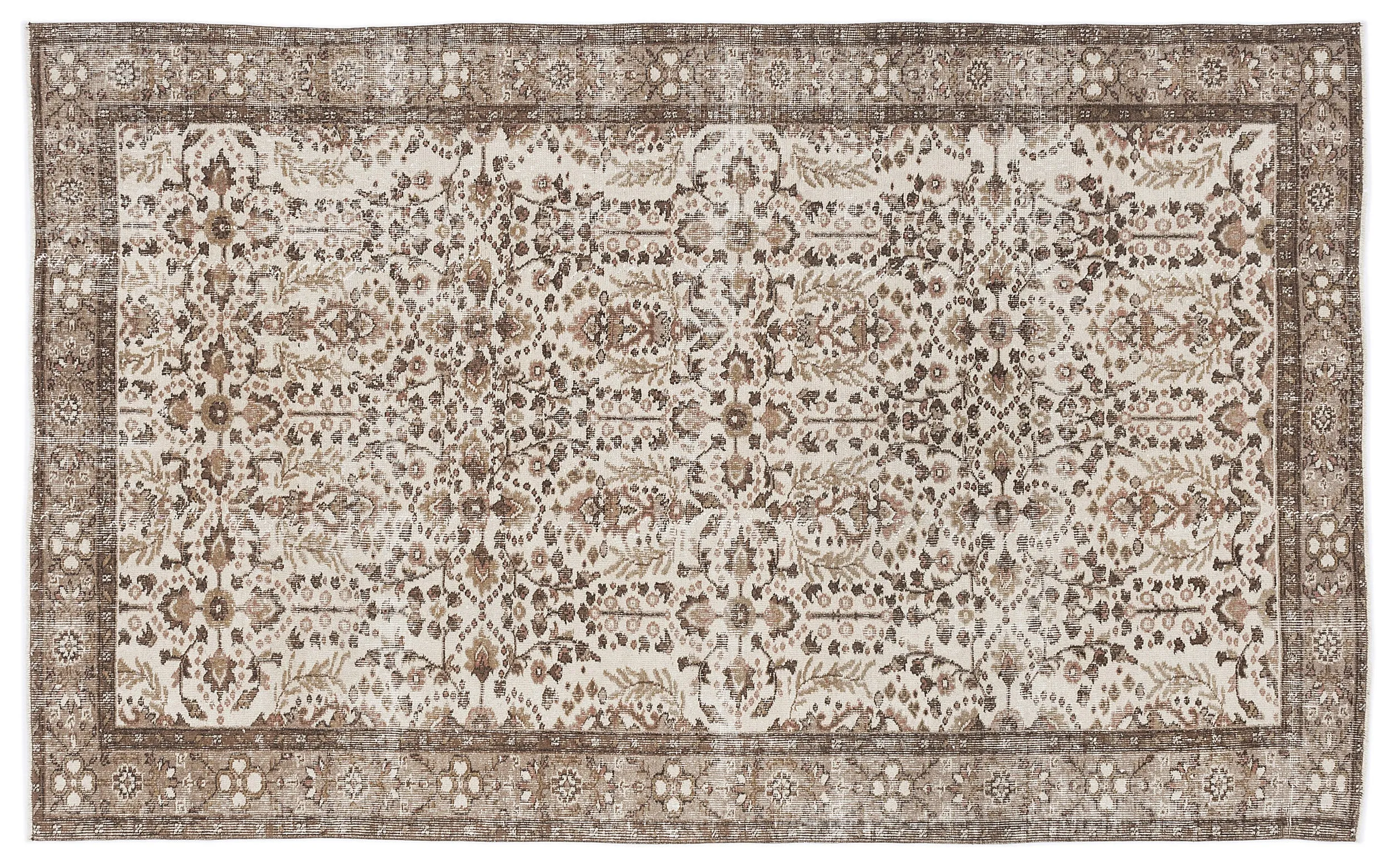 Retro Design Beige Over Dyed Vintage Rug 5'5'' x 8'11'' ft 164 x 273 cm