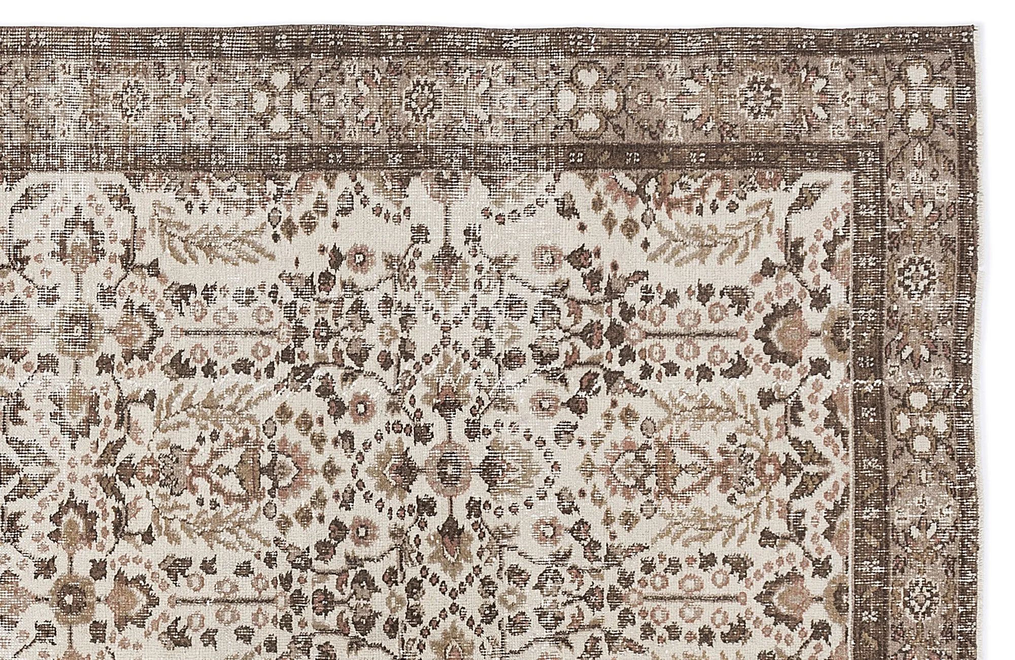 Retro Design Beige Over Dyed Vintage Rug 5'5'' x 8'11'' ft 164 x 273 cm