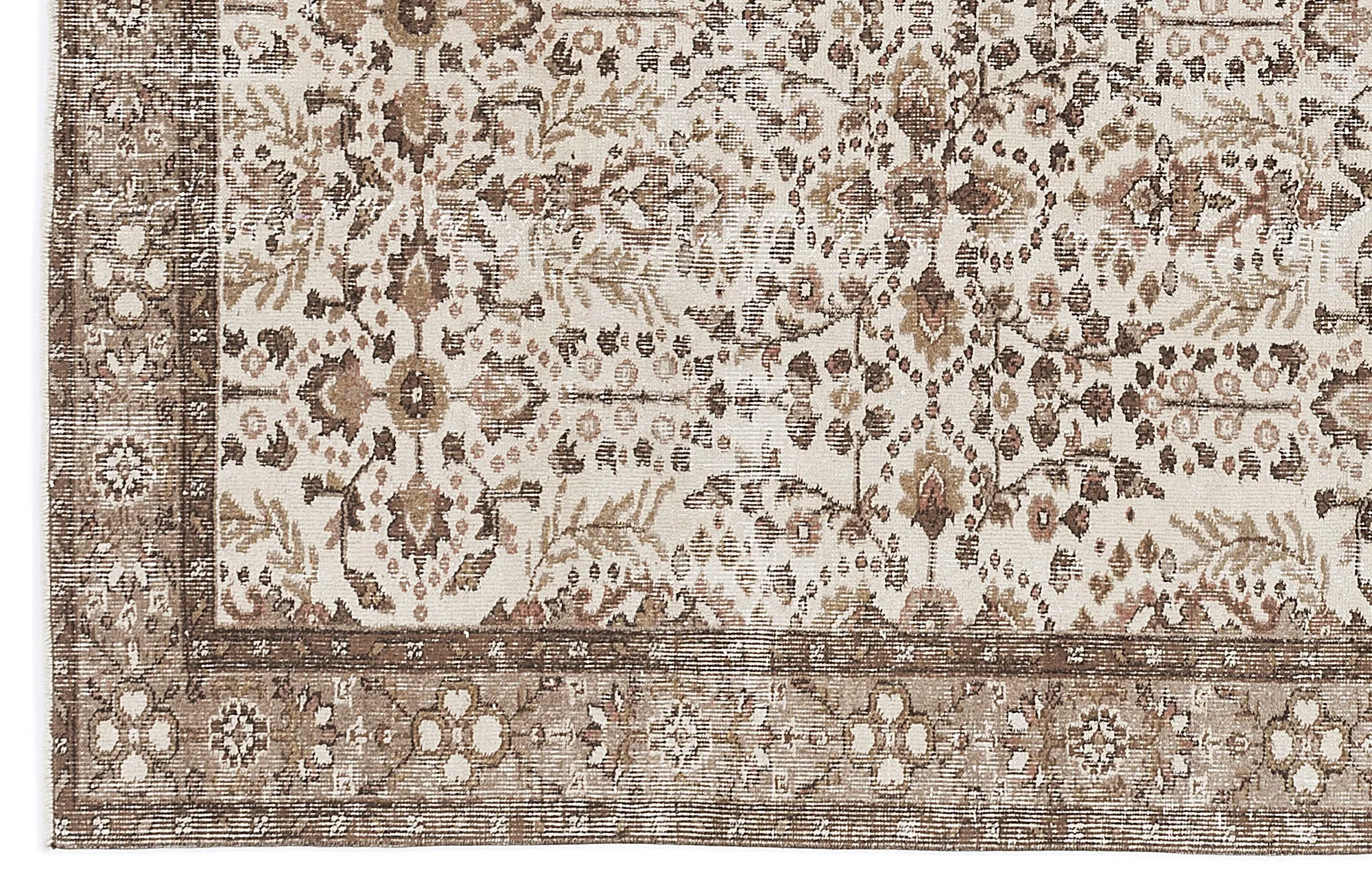 Retro Design Beige Over Dyed Vintage Rug 5'5'' x 8'11'' ft 164 x 273 cm