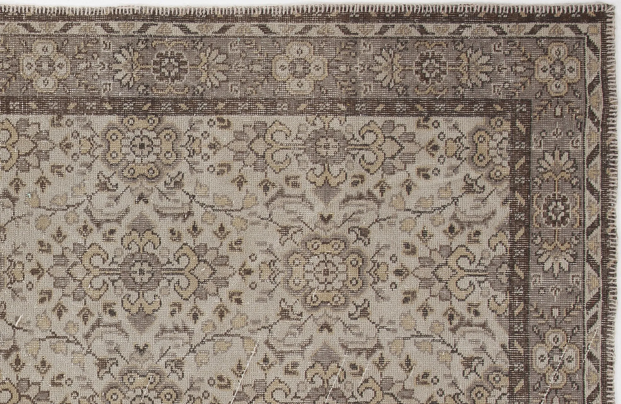 Retro Design Beige Over Dyed Vintage Rug 5'5'' x 9'7'' ft 165 x 293 cm